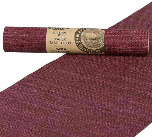 Halbach Papier-Tischband, 25 cm x 1,80 m, Berry | Tischläufer mit wasserabweisender Imprägnierung, wasserfest und abwaschbar, für Tischdekoration im Freien geeignet