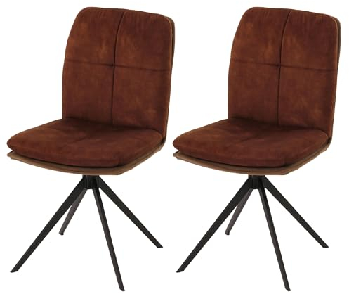 Mendler 2er-Set Esszimmerstuhl HWC-M68, Küchenstuhl Lehnstuhl, drehbar Auto-Position, Metall Stoff/Textil - braun
