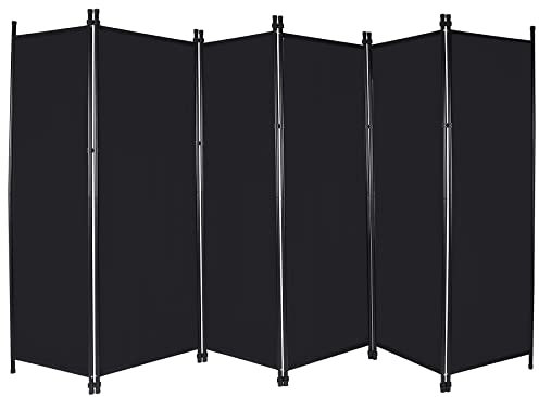REDCAMP 6 Panel Large Folding Room Divider, 10FT Wide Portable Room Partition Wall Dividers, Indoor Outdoor Tall Privacy Screen for Bedroom Dining Room Office Restaurant Hospital, 120x68, Black