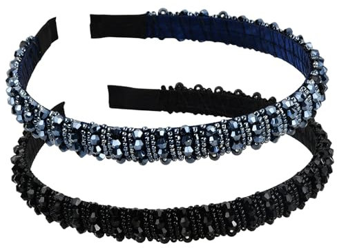 Amexo Bandeaux pour Femmes Cristal Strass Bandeaux Larges Bandeaux avec Perles de Cristal Bandeau Cheveux Accessoires pour Femmes Filles