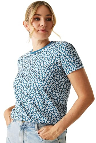 Regatta Womens Orla Kiely Easy-to-Wear T-Shirt - Jasmine Flower Blue - 20