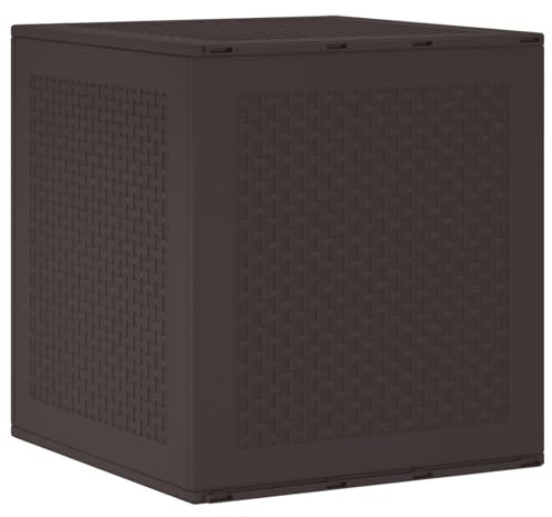 vidaXL Caja de Almacenamiento Exterior Mediana Marrón de Plástico Duradera para Herramientas y Accesorios Resistente a los UV Diseño Cubo Moderno 55X52.5X57Cm Cesta Texturizada Contenedor