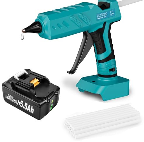 Cordless Hot Glue Gun with 5500mAh Battery Handheld Glue Gun with 30pcs 11mm Hot Glue Sticks for Sealing Repairs Arts Crafts DIY