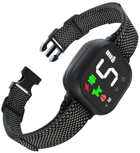 Meloive Collier Anti Aboiement Chien Automatique,Anti-aboiement Intelligent,Modes Son/Vibration/Choc Statique,IP67 Étanche et Rechargeable,Adapté à Tous Les Chiens,Noir
