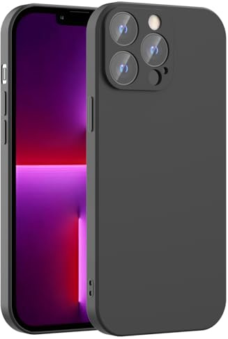 Honara Silicone Case for iPhone 13 Pro Max, Full Camera Protection, Slim Liquid Silicone Phone Bumper Cover, Soft Touch, Antiskid, DustProof, Shockproof, Drop-Resistant, Anti-Scratch Cases (Black)