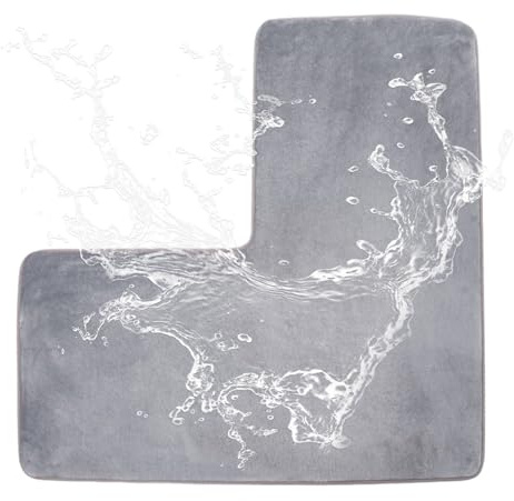 gifyym Tapis de Salle de Bain en Forme de L – Tapis de Douche d'angle en Polaire Corail Confortable, antidérapant et Absorbant pour Douche carrée, Salle de Bain, Spa, Pieds de lit et Coussins de