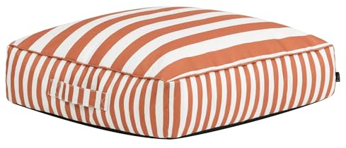 Icon Solus Hocker, Kyoto Orange Streifen, Wasserabweisender Stoff, Indoor Outdoor Sitzsack, Sitzpuff, Pouf Hocker mit Füllung, Riesen Fußhocker für das Wohnzimmer, Schlafzimmer, Garten