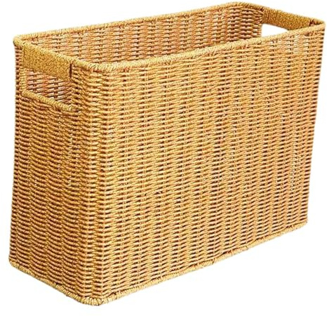 F Fityle Narrow Basket Bin Space-Saving Crimp Storage Basket Storage Bin Multipurpose Storage Basket Narrow and Tall Brown Toy Baskets for Bedroom Closet Bathroom Home, Light Coffee