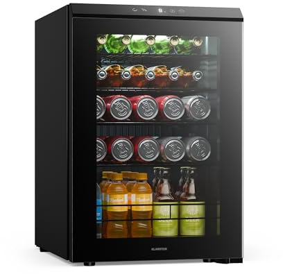 Klarstein Bevora Getränkekühlschrank 62 L – Getränkekühler mit Glastür, Touch-Bedienung, LED-Beleuchtung, einstellbare Temperatur 1–12 °C, 2 Regalböden