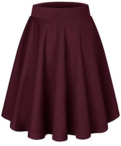 DRESSTELLS Rock Damen Sommer Knielang Sommer Midirock Schule Rock Anime Faltenrock Burgunderrot Tennis Rock Burgundy-Midi M