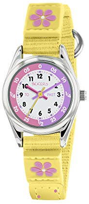 Tikkers Mädchen Analog Quarz Uhr mit Stoff Armband TK0155