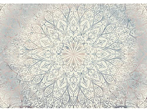 Runa Art Fototapete Mandala Orientalisch Modern Vlies Wohnzimmer Schlafzimmer - Made in Germany - 308 x 220 cm Blau Beige Weiss 9286010a