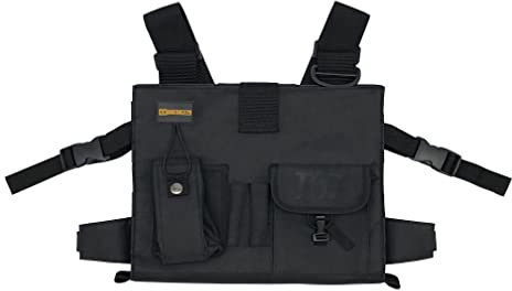Gig Gear Two Hand Touch Tablet Chest Harness for iPad and Samsung Tablets - Rugged Tablet Carrying Case with Strap and Compartments - Heavy Duty iPad Chest Mount for 12.9 Inch Mobile Device (Black)