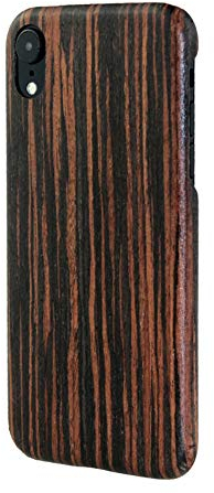 qichenlu Kugelsicher Aramidkern Afrikanisches Ebenholz Echtholz Hülle Backcover kompatibel mit iPhone XR,FSC zert. Holz Handyschale Ultra Slim Wood Case kompatibel mit iPhone XR