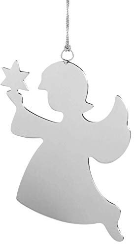 Fink Deko Engel aus Edelstahl zum Aufhängen 11x10 cm für Fenster oder Weihnachtsbaum