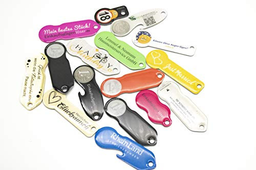 Einkaufswagenlöser ® Lagerabverkauf 5 Stück/Schlüsselanhänger Einkaufschip mit Schlüsselfundservice/Abziehbarer Einkaufswagenchip Metall, Chip Einkaufswagen, Key Finder