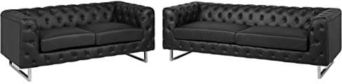 Sofa Set 2er Sofa 3er Sofa Kunstleder Chesterfield Stil modern schwarz Vissland