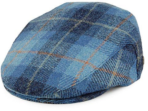 Jaxon & James Harris Tweed Bay River Flat Cap - Blue-Navy Large