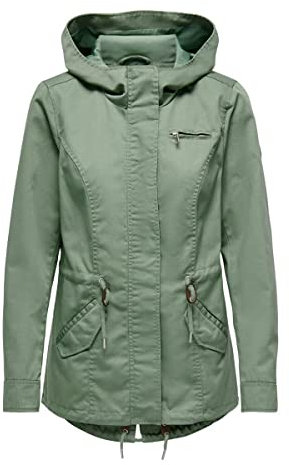 ONLY Damen Übergangs-Jacke ONLLorca Canvas Parka mit Kapuze 15216452, Hedge Green,XS