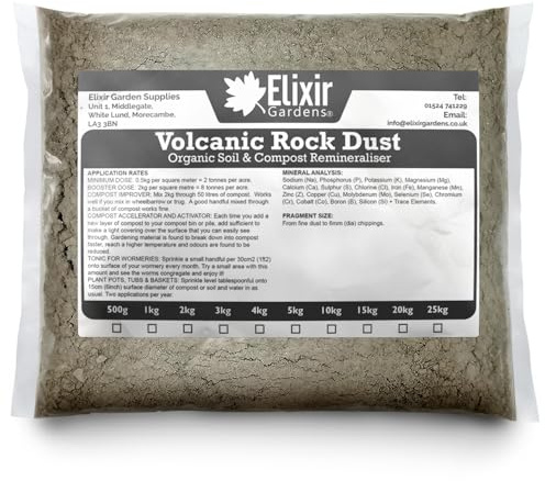 Elixir Gardens Volcanic Rock Dust Organic Fertiliser 20KG Bag | Organic Fertiliser/Re-Mineraliser & Compost Activator 20kg Bag Treats 40sqm