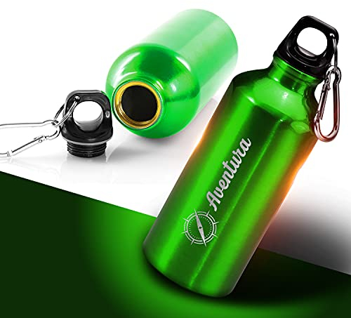 Générique Bouteille Aluminium Personnalisable - Gourdes Personnalisées - 400mL - Idée Cadeau (Gourde Athletic) (Vert)