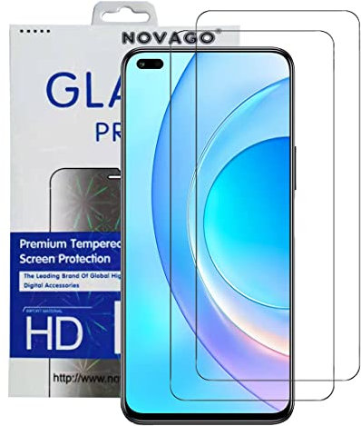 NOVAGO compatible avec Honor 50 Lite -Pack de 2 films en verre trempé ultra résistant anti choc et anti explosion d'écran 0.33 mm 9H (Transparent)