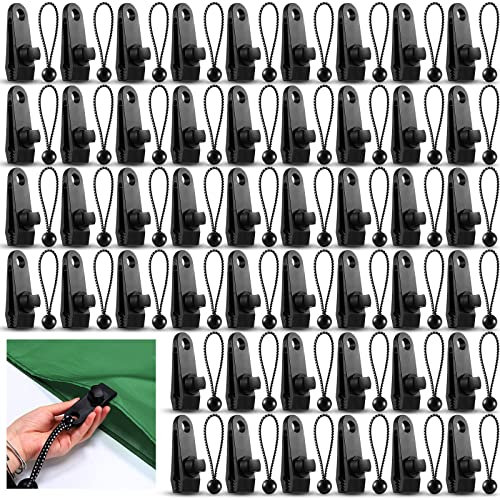 72 Pcs Tarp Clips and Ball Bungee Cords, Tarp Clamps Heavy Duty Lock Grip Shark Tent Fasteners Clips Pool Awning Cover Camping Caravan Canopies Pool Car Covers Tarp Clip Clamp for Outdoor Tent