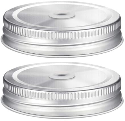 2 StüCk Jar Schraubdeckel Aus Edelstahl Mit TrinkhalmöFfnungen, Passend FüR 82 Mm EinkochgläSer, Langlebige Twist-off Deckel Schraubdeckel FüR GläSer -Twist-off-Deckel Einmachglas Ersatzdeckel