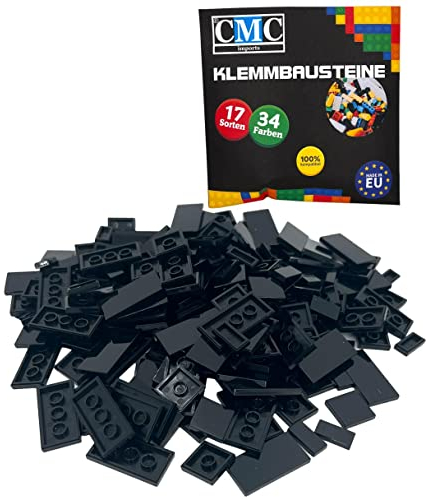 90 Klemmbausteine Fliesen Tiles Bausteine 1x2 2x2 2x4 Noppen Kompatibel freie Auswahl 34 Farben (650 - Schwarz)