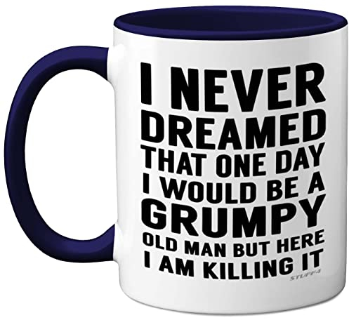 Stuff4 Grumpy Old Man Mug, Grandad Gifts, Dad, Father’s Day or Christmas Novelty Mug, Funny Gifts, Perfect Birthday Present, Funny for Men, 11oz Navy Blue Ceramic Dishwasher Safe