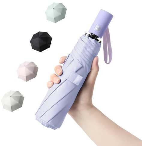 BAODINI Reise-Mini-Regenschirm für Geldbörse mit Etui – kleiner kompakter UV-Regenschirm, Sonnenschutz, leicht, kleiner Taschenschirm mit Etui für Damen und Mädchen