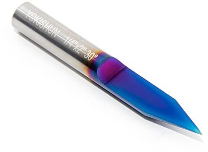 CNC Router Bits 30 Degree Engraving Bits 0.005 Tip with 1/4 Shank Nano Blue Coat Solid Carbide V Groove Router Bit for Signmaking Carving