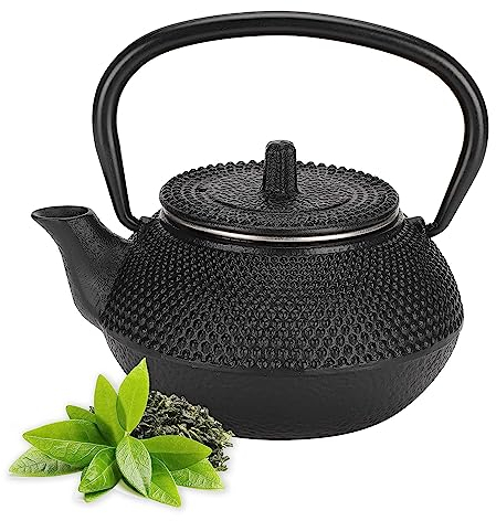 Tetera de Hierro Fundido, Tetera Japonesa de Tetsubin de 0,3L, Tetera de Hierro Fundido Segura, Tetera para Estufa, Tetera para Hervir Agua Caliente, Tetera con Colador