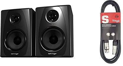 Behringer Studio 50Usb Paire D'Enceintes de Monitoring Actives Numériques Haute Résolution Bi-Amplification, 150 Watts avec Entrée USB & Stagg 3 m Câble Microphone XLR - XLR de Haute Qualité - Noir