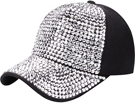 FEOYA Frauen Männer Baseballkappe Nieten Strass Kristalle Mützen Einstellbare Shiny Bling Casual Sports Cap Atmungsaktive Sonnenhüte A3