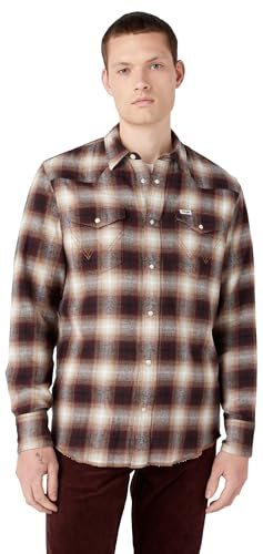 Wrangler Men's LS Western Shirt, Dahlia, S