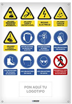 Oedim Lot de 5 panneaux de signalisation pour travaux personnalisés, 70 x 100 cm, en toile PVC Frontlit 450 g