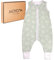 MOYO Baby Schlafsack mit Füßen I Mint mit Regenbogen I Atmungsaktiver Babyschlafsack 1.0 TOG in 80cm I Schlafsack mit Beinen aus 100% Bio-Baumwolle I GOTS-Sommerschlafsack für Babys & Kleinkinder