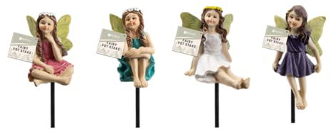 DIVAS SPIRITUAL Flower Fairies Garden Decoration on stick Fairy Pot Stake Decorative Lawn Ornament (Pack Of 4)
