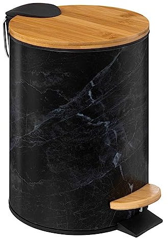 5five - poubelle soft close métal 3l lea noir effet marbre
