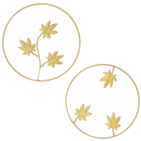 Hoshisea 2 Stücks Gold Wanddeko Metall, Metall Wandbehang Wanddekoration, Metall Runde Wandschmuck, Wandbehänge für Wohnzimmer, Schlafzimmer, Esszimmer