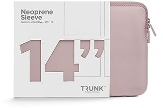 TRUNK - Laptop-Neoprenhülle - 14 Zoll, Warmes Rosa - Schlanker Schutz | Gepolstert; wasserabweisend; leicht & robust; Reißverschluss; für Arbeit, Alltag & Reisen