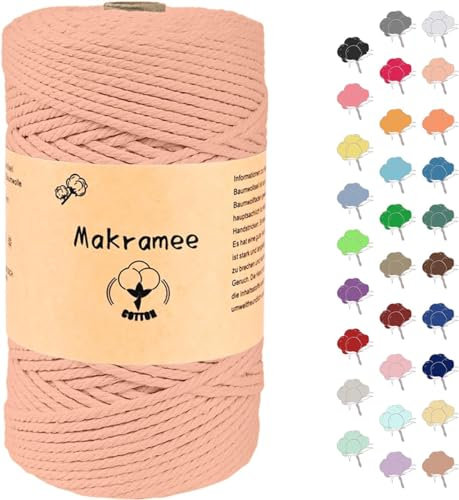 4mm x 100m Makramee Garn, Baumwollgarn, Macrame Kordel für Basteln, Pflanzenbügel-Ziegelrot