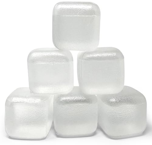 Extra Large Reusable Ice Cubes (2.2 Sq.) 6-Pack - BPA Free Plastic - Great for Cryotherapy Machines, Cold Therapy Units, (Clear)