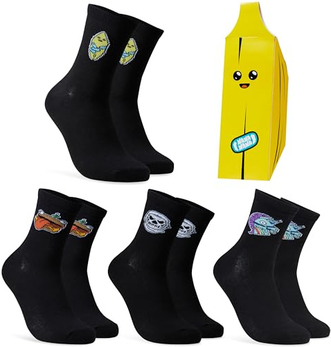 Fortnite Calzini Bambino, 4 Pacco da Lunghezza al Polpaccio Morbido Calze Ragazzo Uomo Adolescenti Regalo Bambino