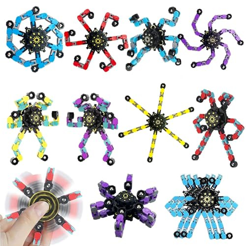 20 Pcs Transformable Fidget Spinner, Fidget Toys Bulk for Adults, Transformable Chain Robot Finger Toy DIY Deformation Robot Mechanical Spinners Stress Relief Fidget Toy for Teens Adults
