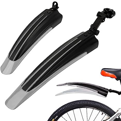 Kugooyi Fahrrad Schutzblech Set, Mountainbike Zubehör Spritzschutz Tragbar Verstellbar Verdicken Vorne Hinten Kotflügel Zum für MTB Rennrad Citybike 20-26 Zoll Räder (Grau)