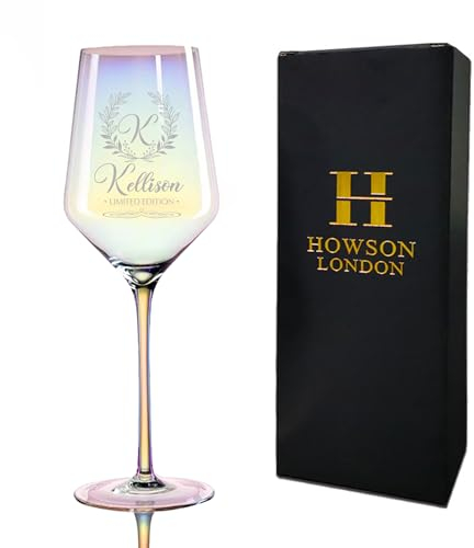 Wine Glasses Personalised Engraved Wine Glass for Women Her Birthday Gifts 50th 40th 60th 18th with Gift Box Personalise Gifts for Wedding Bridesmaid Birthday Christmas(Design 2)