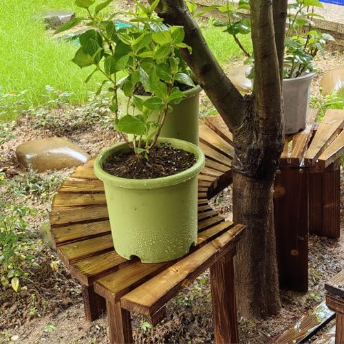 Baumbank Gebogene Gartenbank aus Naturholz, Halbrunde Allwetter-Außenbank, Dekorative Rundbank für Bäume, Solide Halbrunde Pflanzenständer