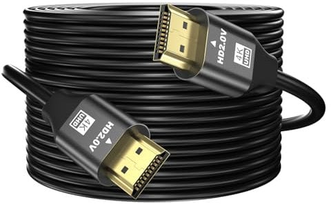 grofyllaa 4K câble Hdmi 25M, câble Hdmi 2.0 haute vitesse 4K@60Hz 2K@120Hz, connecteur plaqué or 3D ARC HDCP 2.2 et 2.3 pour HDTV/Blu Ray lecture/projecteurs/ordinateurs portables /PS4/PS5(noir)